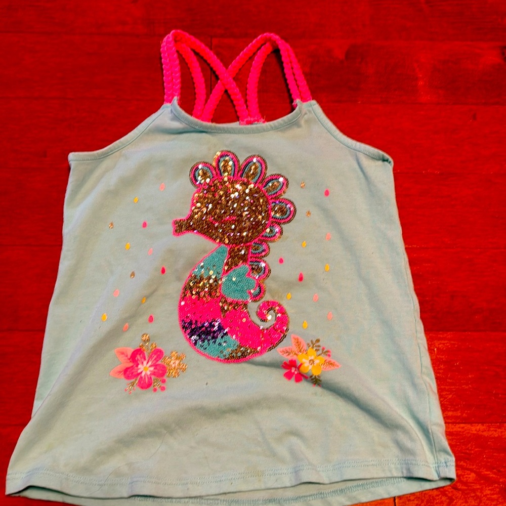 Cynthia Rowley Girls’ Seahorse Tank Top - Size M - 7/8, Adorable & Sparkly